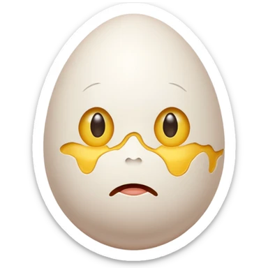 a egg with a weird face sticker