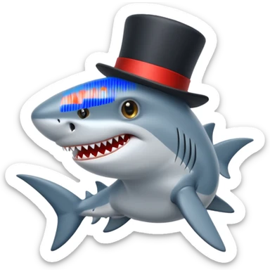 Shark with a top hat sticker