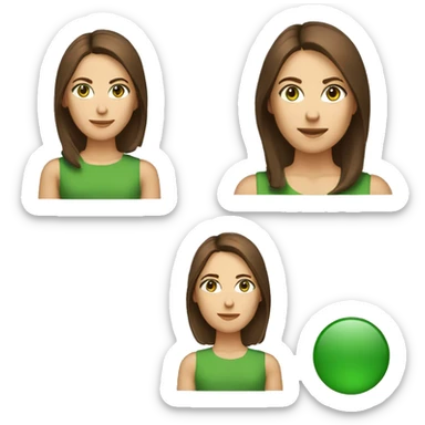 pretty middle age woman with kelly green eyes and shoulder length straight brown hair casual sticker