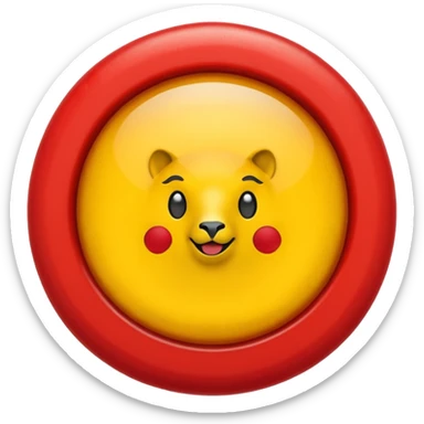 Emoji 3D brillante de un sol rojo con llamas redondeadas y volumen, bordes suaves, iluminación suave. En el centro un círculo blanco con aro rojo y una letra “U” roja en relieve. Estilo emoji iOS, acabado glossy, fondo transparente. sticker