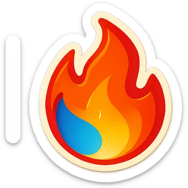 fire streak emoji, playful and modern with blue to orange gradient, vibrant and matching reference image sticker