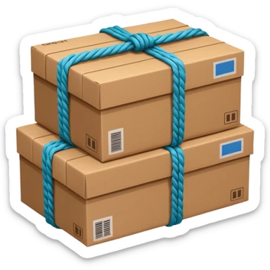 create a realistic emoji of packages wich got stabalised by ropes  sticker