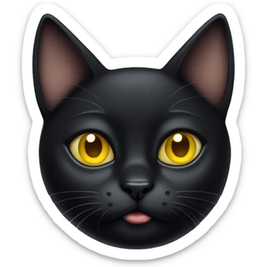 Cute black cat with yellow eyes pouting  sticker