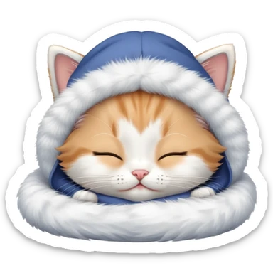 Cute kitten sleeping Wearing a nightcap sticker