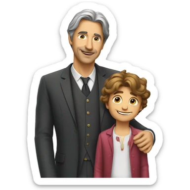 Gérard depardieux avec un enfant  sticker