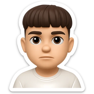 Convert this photo to a 3D emoji style portrait inspired by Apple emoji. The portrait should be rounded, glossy, expressive, with a neutral expression, and have a transparent background. Emulate the look and feel of Apple 3D emojis in the style. sticker