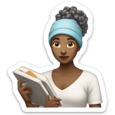 Artist girl holding palete sticker