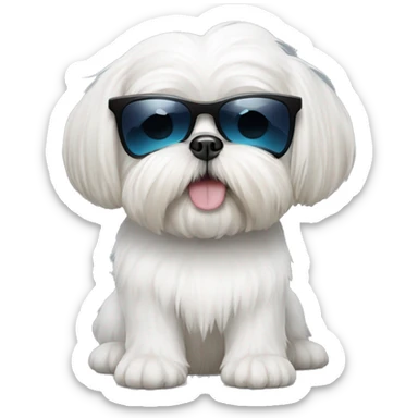 White shih tzu with sunglasses sticker