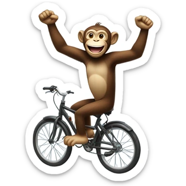 ecstatic monkey riding a bicycle sticker
