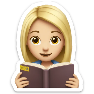 A girl with fair skin is reading a book. sticker