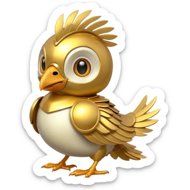 cute toon bird with head armor sticker