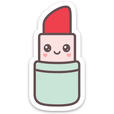 Edit the lipstick emoji to have red color lipstick, keep the kawaii style, and remove the background. sticker