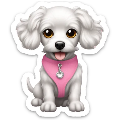 Create me some empojis for my company that sells toy puppies, examples: dachshund, bichon, poodle, chihuahua... pretty pink and precious emojis sticker