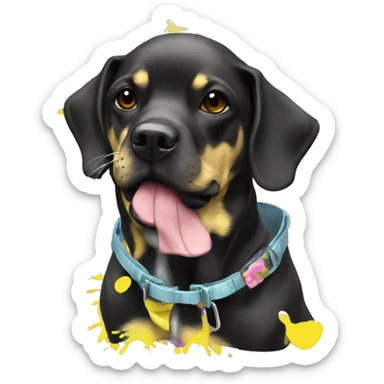 Melting punk black Graffiti dog floral patterns and yellow caution tape  sticker