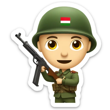 Hungarian soldier with gun sticker