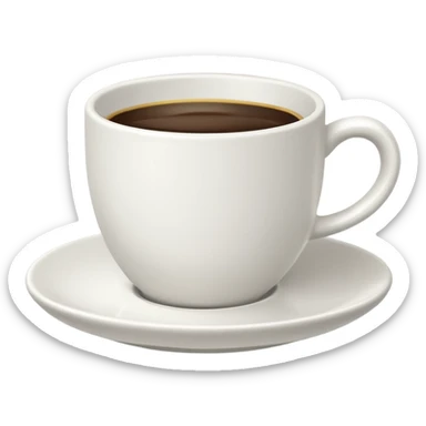 white coffee cup with saucer, minimalist, iOS emoji style, no smileys or faces, cup shape as in reference sticker