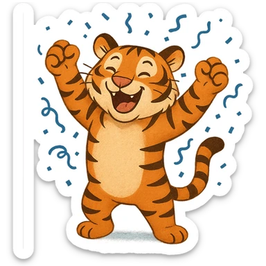 tiger celebrating, variation 6 sticker