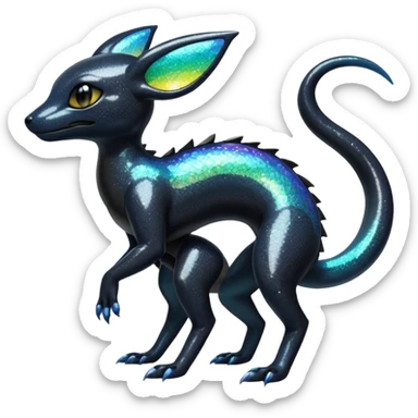 Sparkly Iridescent Shiny Salandit-Umbreon-Fakémon-hybrid-creature (full body)  sticker