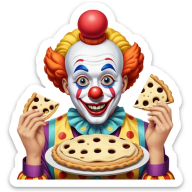 Icon for Comedy Movie: A vintage movie poster-style design with a humorous scene. Include a clown, slapstick elements, and exaggerated facial expressions. Bright colors, funny props like pies or banana peels, and a lighthearted atmosphere. Retro cinematic feel. Transparent background. sticker