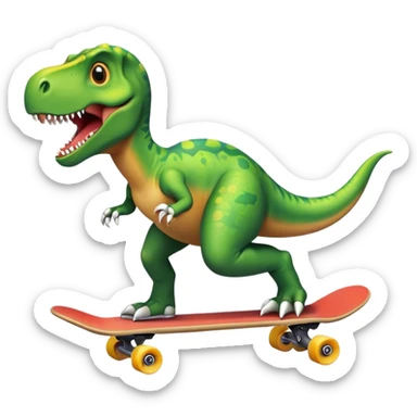 A dinosaur skateboarding sticker