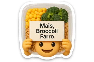 SU QUESTO STILE FAI UN EMOJI STILE IPHONE 3D DI UN INSALATA PRECONFEZIONATA DA SUPERMERCATO CON FOCUS SU ETICHETTA NUTRIZIONALE CON GLI INGREDIENTI IN ITALIANO TIPO: MAIS, BROCCOLI, FARRO, ACCANTO ALL'INSALATA CHE HA IN MANO C'è UN FOCUS SULL'ETICHETTA CON GLI INGREDIENTI SCRITTI, FALLO MOLTO REALISTICO IN 3D sticker