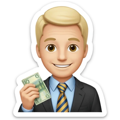 AN UNCLE with a tie in business clothes and with euro money
 sticker