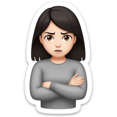 girl dark hair crossing arms mad sticker