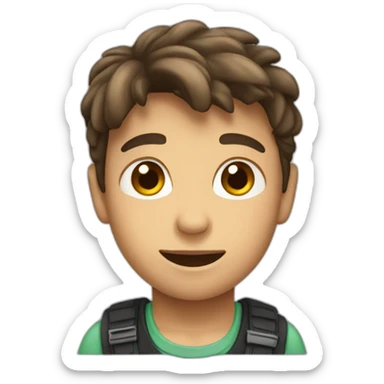 a boy with a fly sticker