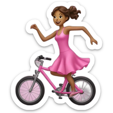 Dancing brunette in pink bicycles sticker