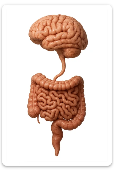 intestino e cervello sono collegati verticalmente, iperrealistico 4k sticker