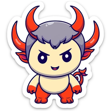 chibi anime-style demon with big eyes, small horns, and playful expression sticker
