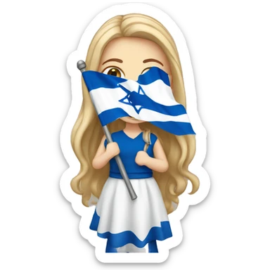 White girl holding Israel flag sticker