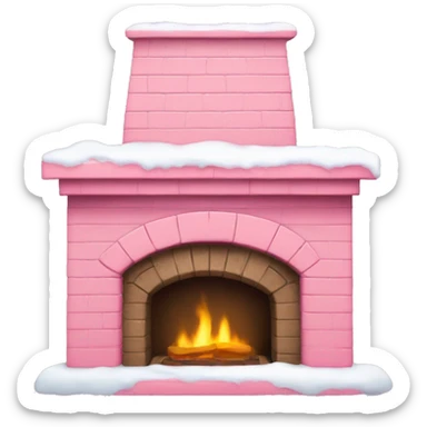 Winter Pink FirePlace, with snow on it sticker