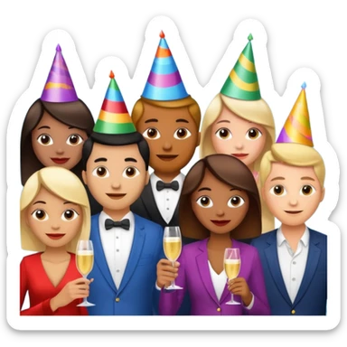 A large dense crowd of adults and seniors at an afterwork party sticker