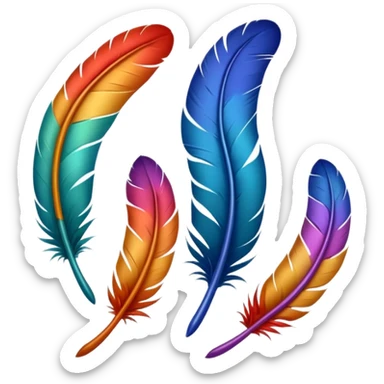 Different colored feathers different sizes upside down right side up curled straight floating ￼ sticker