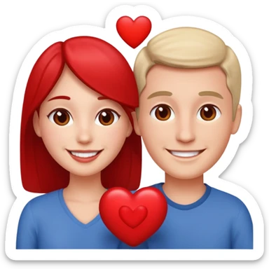 a couple with a heart between them, simple apple emoji style sticker