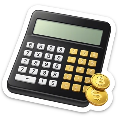 calculator black with gold coins next to it sticker