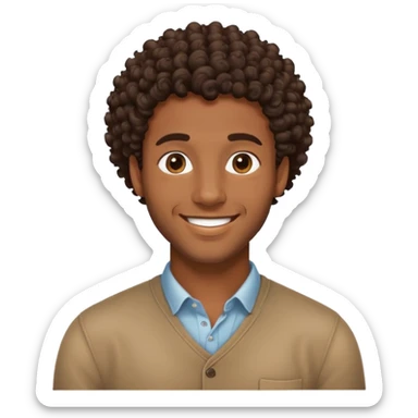 Black handsome guy with curly hair smiling  sticker