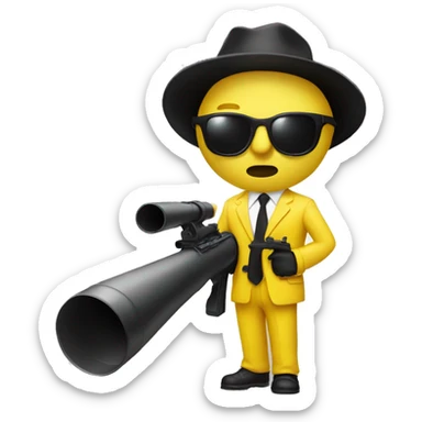 yellow suit, white face mafia with bazooka and sunglasses sticker
