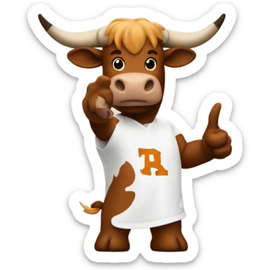 Bevo throwing up hook em sticker