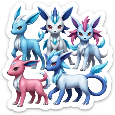 Primarina-Absol-Glaceon-Suicune-Amaura-Dialga-fusion sticker
