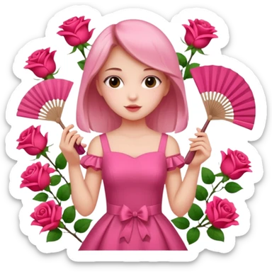 Clean girl pink fan and I love rose sticker