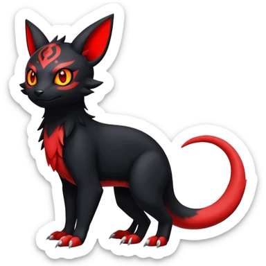 Salandit-Umbreon-Litten-Guilmon-Fakémon-hybrid-creature (full body)  sticker