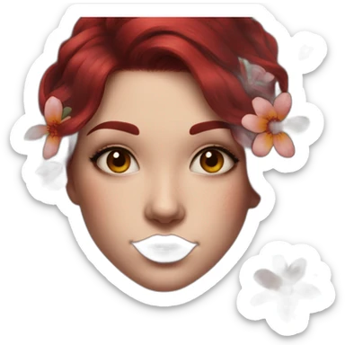 girl with dark red hair and flowers tattoo shoulder sticker