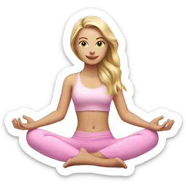 beautiful white girl doing yoga pink sticker