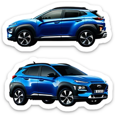 Dark blue hyundai kona hauling other hyundai konas sticker