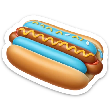 a blue hotdog bun with a minty colored hotdog in the middle of it sticker