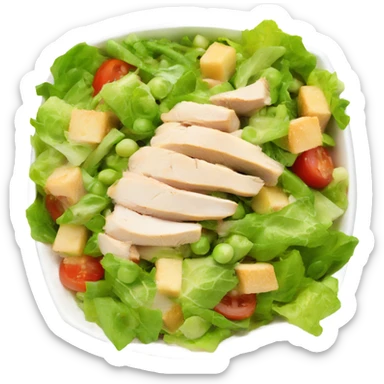 chicken ceaser salad with pea sticker