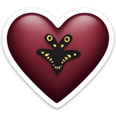 dark red heart with butterfly around sticker