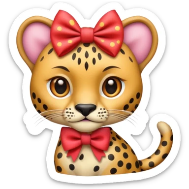 a cheeta with a bow sticker